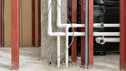 Duvar içindeki temiz su ve atık su tesisatını döşedik.