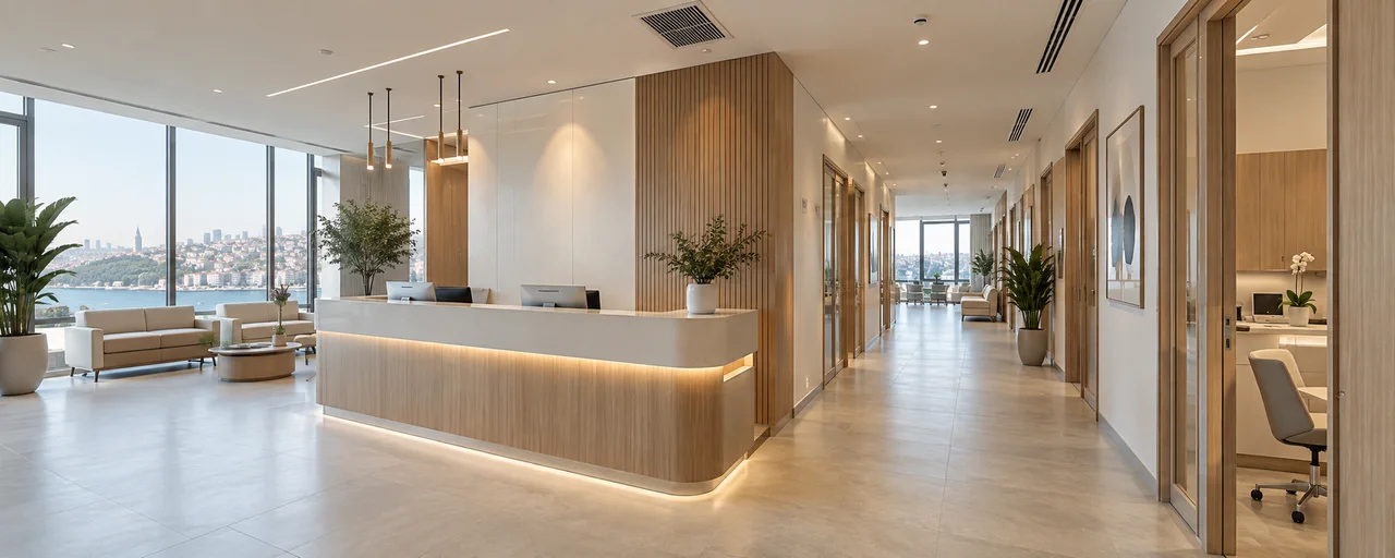 Klinik bekleme ve danışma alanında tavan hava dağılımı