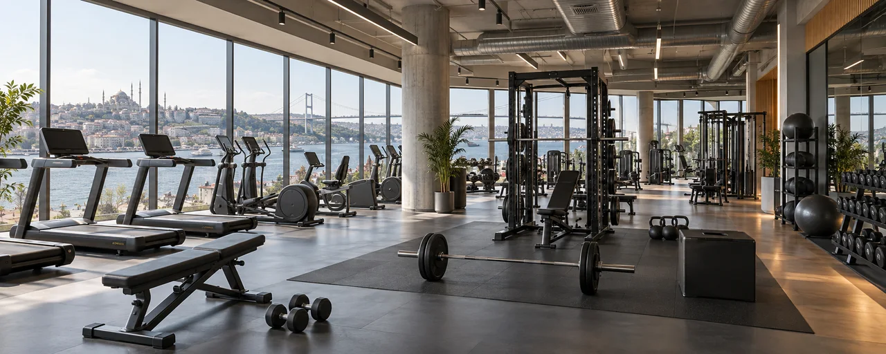 Fitness alanında yüksek tavan ve hava dağılımı